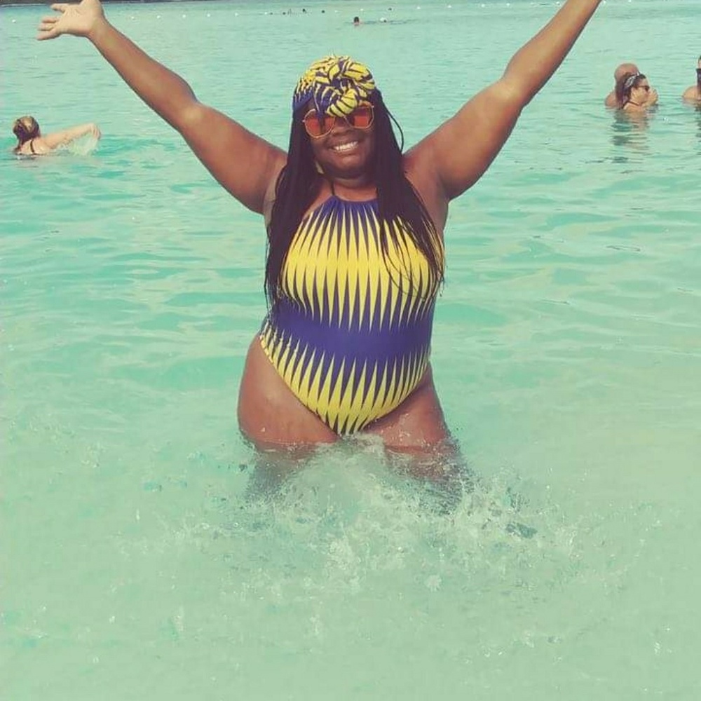 Matching swimsuit/headwrap